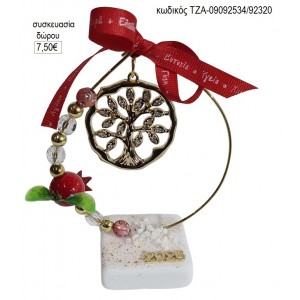 ΔΕΝΤΡΟ ΕΥΧΩΝ ΜΕ ΣΤΡΑΣ ΣΕ ΚΥΚΛΟ ΜΕ ΡΟΔΙ ΠΑΝΩ ΣΕ ΒΟΤΣΑΛΟ για γούρι δώρο ΤΖΑ-09092534/92320 7.50€!!!