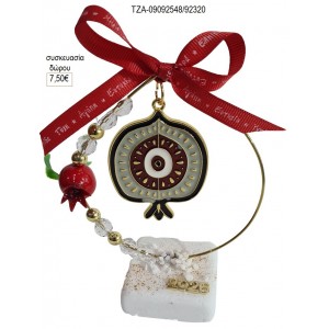 ΡΟΔΙ ΚΟΚΚΙΝΟ ΓΚΡΙ ΣΕ ΚΥΚΛΟ ΜΕ ΡΟΔΙ ΠΑΝΩ ΣΕ ΒΟΤΣΑΛΟ για γούρι δώρο ΤΖΑ-09092548/92320 7.50€!!!