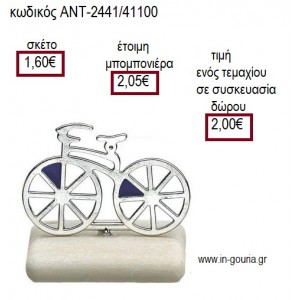 ΠΟΔΗΛΑΤΟ ΜΕΤΑΛΛΙΚΟ ΕΠΑΡΓΥΡΟ ΠΑΝΩ ΣΕ ΒΟΤΣΑΛΟ για γούρι ΑΝΤ-2441/41100 2.00€!!!