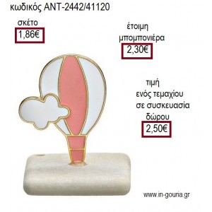 ΑΕΡΟΣΤΑΤΟ ΜΕΤΑΛΛΙΚΟ ΜΕ ΡΟΖ ΣΜΑΛΤΟ ΠΑΝΩ ΣΕ ΒΟΤΣΑΛΟ για μπομπονιέρες - γούρια ΑΝΤ-2442/41120 1.86€!!!