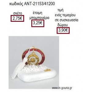 ΠΕΤΑΛΟ ΜΕ ΡΟΔΙ ΕΠΙΧΡΥΣΟ ΣΕ ΚΥΚΛΟ ΚΟΚΚΙΝΟ ΠΑΝΩ ΣΕ ΒΟΤΣΑΛΟ για γούρι δώρο ΑΝΤ-21153/41200 3.90€!!!