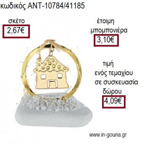ΣΠΙΤΑΚΙ ΜΕΣΑ ΣΕ ΚΥΚΛΟ ΕΠΙΧΡΥΣΑ ΠΑΝΩ ΣΕ ΒΟΤΣΑΛΟ για γούρι ΑΝΤ-10784/41185 4.09€!!!