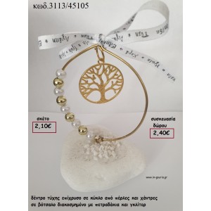 ΔΕΝΤΡΟ ΤΥΧΗΣ ΕΠΙΧΡΥΣΟ ΣΕ ΚΥΚΛΟ ΑΠΟ ΠΕΡΛΕΣ ΚΑΙ ΧΑΝΤΡΕΣ ΣΕ ΒΟΤΣΑΛΟ για γούρι - δώρο ΤΖΑ-3113/45105 2.40€!!!