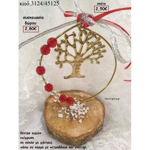 ΔΕΝΤΡΟ ΕΥΧΩΝ ΕΠΙΧΡΥΣΟ ΣΕ ΚΥΚΛΟ ΜΕ ΧΑΝΤΡΕΣ ΠΑΝΩ ΣΕ ΚΟΡΜΟ για γούρι - δώρο ΤΖΑ-3124/45125 2.80€!!!