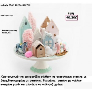 ΔΙΑΚΟΣΜΗΤΙΚΗ ΠΟΡΣΕΛΑΝΙΝΗ ΠΙΑΤΕΛΑ ΜΕ ΣΠΙΤΑΚΙΑ ΚΑΙ ΚΟΥΝΙΣΤΑ ΑΛΟΓΑΚΙΑ για γούρι - δώρο ΠΑΡ-19234/412760 40.30€!!!