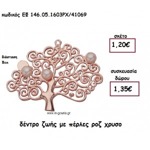 ΔΕΝΤΡΟ ΖΩΗΣ ΜΕ ΠΕΡΛΕΣ ΡΟΖ ΧΡΥΣΟ για γούρι-δώρο ΕΦ 146.05.1603ΡΧ/41069