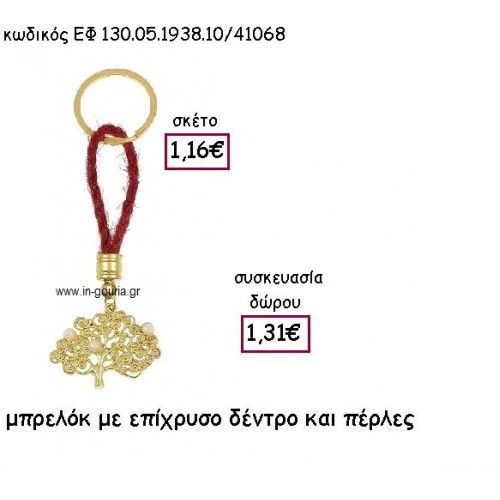ΔΕΝΤΡΟ ΜΕ ΠΕΡΛΕΣ ΕΠΙΧΡΥΣΟ ΚΑΙ ΚΟΚΚΙΝΟ ΚΟΡΔΟΝΙ  για γούρι - δώρο ΕΦ 130.05.1938.10Χ/41068