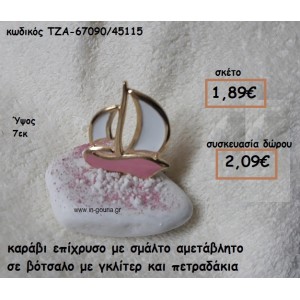 ΚΑΡΑΒΙ ΕΠΙΧΡΥΣΟ ΜΕ ΣΜΑΛΤΟ ΡΟΖ ΣΕ ΒΟΤΣΑΛΟ ΓΙΑ ΓΟΥΡΙ-ΔΩΡΟ ΤΖΑ-67090/45115