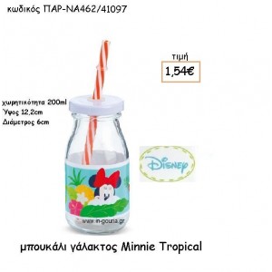 MINNIE TROPICAL ΓΥΑΛΙΝΟ ΜΠΟΥΚΑΛΙ για δώρα πάρτυ , εορτών , γενεθλίων  ΠΑΡ-ΝΑ462/41097