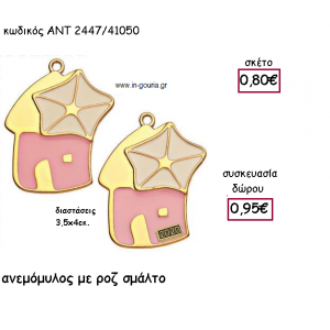 ΑΝΕΜΟΜΥΛΟΣ ΜΕ ΡΟΖ ΣΜΑΛΤΟ ΚΑΙ ΧΡΟΝΟΛΟΓΙΑ για γούρι-δώρο ΑΝΤ-2447/41050