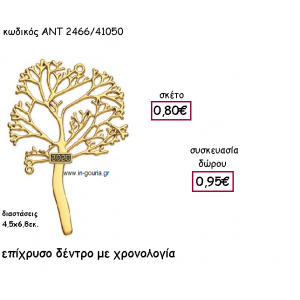 ΔΕΝΤΡΟ ΕΠΙΧΡΥΣΟ ΜΕ  ΧΡΟΝΟΛΟΓΙΑ για γούρι-δώρο ΑΝΤ-2466/41050