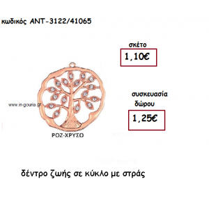 ΔΕΝΤΡΟ ΖΩΗΣ ΜΕ ΣΤΡΑΣ ΣΕ ΚΥΚΛΟ ΡΟΖ ΧΡΥΣΟ για γούρι-δώρο ΑΝΤ-3122ΡΧ/41065