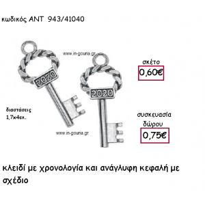 ΚΛΕΙΔΙ ΜΕ ΣΧΕΔΙΟ ΕΠΑΡΓΥΡΟ  ΜΕ ΧΡΟΝΟΛΟΓΙΑ για γούρι-δώρο ΑΝΤ-943/41040