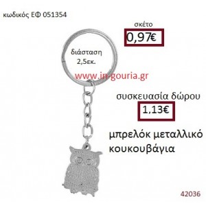 ΚΟΥΚΟΥΒΑΓΙΑ μεταλλικό μπρελόκ γούρι δώρο ΕΦ-051354