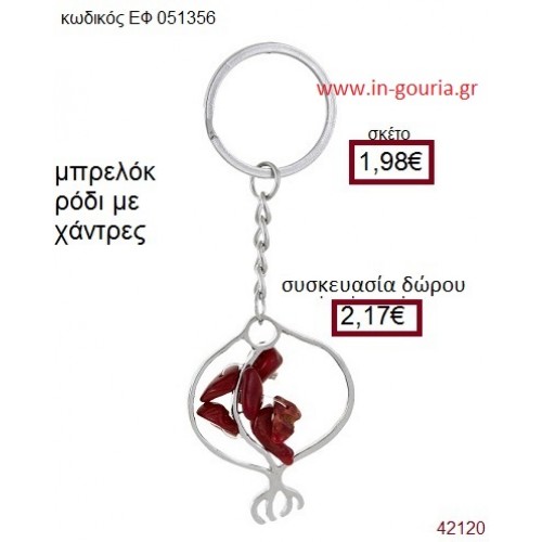 ΡΟΔΙ μεταλλικό μπρελόκ με χάντρες γούρι δώρο ΕΦ-051356