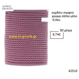 ΚΟΡΔΟΝΙ ΣΤΡΙΦΤΟ 50 μέτρων 0.4εκ. για γούρια-αμπαλάζ ΕΦ-60101