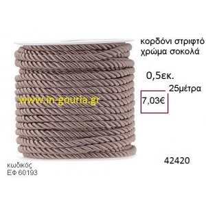 ΚΟΡΔΟΝΙ ΣΤΡΙΦΤΟ 25 μέτρων 0.5εκ. για γούρια-αμπαλάζ ΕΦ-60193