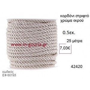ΚΟΡΔΟΝΙ ΣΤΡΙΦΤΟ 25 μέτρων 0.5εκ. για γούρια-αμπαλάζ ΕΦ-60193