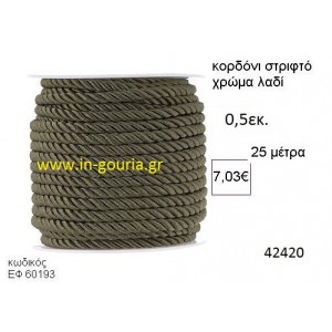 ΚΟΡΔΟΝΙ ΣΤΡΙΦΤΟ 25 μέτρων 0.5εκ. για γούρια-αμπαλάζ ΕΦ-60193