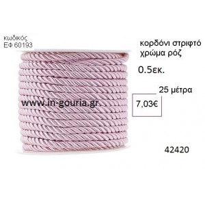 ΚΟΡΔΟΝΙ ΣΤΡΙΦΤΟ 25 μέτρων 0.5εκ. για γούρια-αμπαλάζ ΕΦ-60193