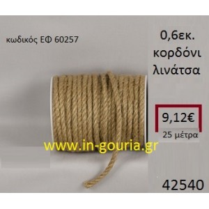 ΛΙΝΑΤΣΕΣ κορδόνι 25 μέτρων 0.6εκ. για γούρια-αμπαλάζ ΕΦ-60257