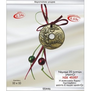 ΝΟΜΙΣΜΑ 20 ΛΕΠΤΩΝ ΜΠΡΟΝΖΕ ΚΡΕΜΑΣΤΟ ΓΟΥΡΙ 2015